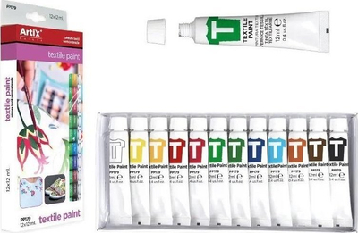Set ngjyra tekstili Madrid Papel PP179, 12x12ml, shumëngjyrësh