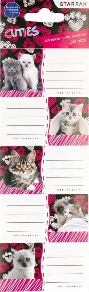 Ngjitëse fletoreje Starpak Cuties, 10 copë, motive kotele, shumëngjyrëshe