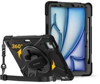 Mbulesë mbrojtëse Crong Defender Plus për iPad Air 11" M3 M2, 360°, me dorezë rrotulluese, e zezë
