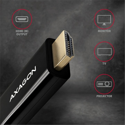 Кабел AXAGON DisplayPort - HDMI 1.4, 4K@30Hz, 1.8m