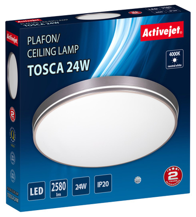 Plafonierë LED Activejet AJE-TOSCA, 24W, 4000K, gri