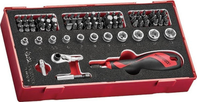 Set veglash Teng Tools 6 Point Socket Ratchet Torx Hex, 78 pjesë, në kuti plastike, i kuq