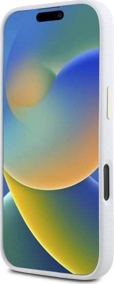 Kapak telefoni Guess Silicone Logo Strass 4G, për iPhone 16 Pro Max, silikon TPU, i bardhë