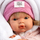 Kukull bebe Llorens Lola, 38cm, set rrobash, rozë