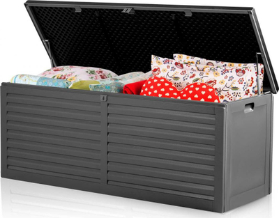 Кутија за во двор Garden Chest, 143 x 57 x 53.5 cm, 390L, црна и сива