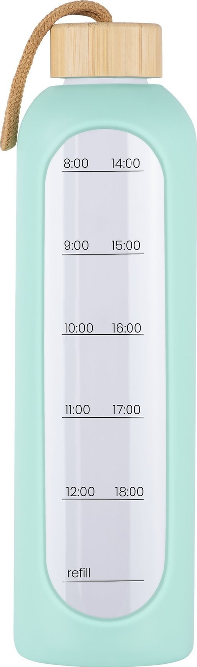Shishe uji KiCA Hydro Glass 1L, qelq, kapak bambu, me orar pirjeje