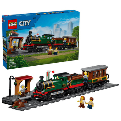 Set lodër LEGO City Retro Train 60511, 575 pjesë, për fëmijë 7+, shumëngjyrësh