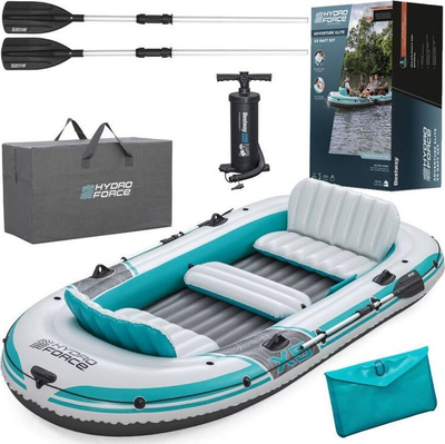 Varkë e fryrë Bestway Hydro-Force Adventure X5, 5 persona, me pompë dhe pedale, gri e kaltër