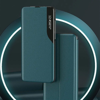 Këllëf telefoni Hurtel Eco Leather View, për Samsung Galaxy A72 4G, tip libër me mbajtëse, vjollcë
