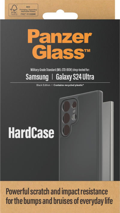 Mbrojtëse telefoni PanzerGlass HardCase Samsung Galaxy S24 Ultra, polikarbonat dhe TPU, e zezë
