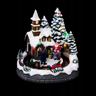 Dekor Krishtlindjesh me LED, skenë “Christmas Crèche”, figura dimri, plastikë, shumëngjyrëshe