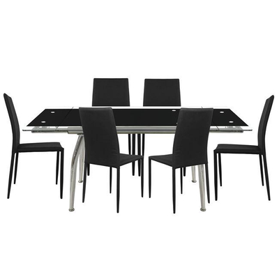 Set ngrënieje Loca-Teta, 7-pjesësh (Tavolinë 170×80 cm + 6 karrige) HM10010.02, zezë