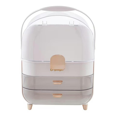 Raft kozmetike I bardhë transparent 26.5*18.2*34.5cm. UNIMIKS