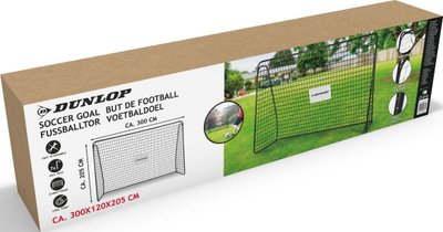 Portë futbolli metalike Dunlop, 300 x 205 x 120 cm, e zezë