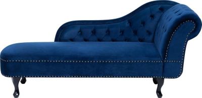 Divan lounge Beliani Nimes, me shtrat anësor të djathtë, kadife, blu e errët