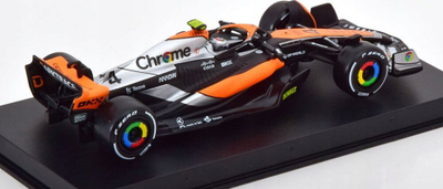 Model makine Bburago McLaren MCL60 Lando Norris, shkalla 1:43, British GP 2023, portokalli me të zezë