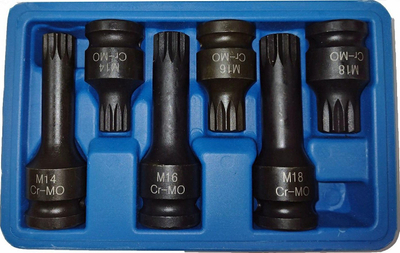 Set çelësa goditës SPLINE XZN, M14 M16 M18, 1/2", për VW