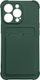 Мобилна маска Card Armor за iPhone 12 Pro Max, цврст силикон, со џеб за картички, темно зелена