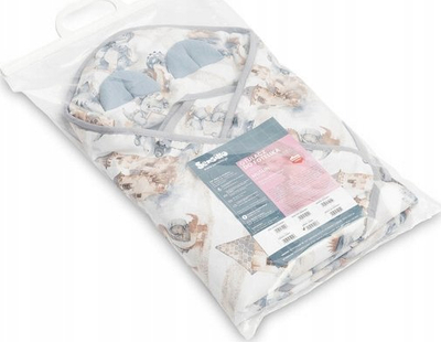 Batanije swaddle për ulëse makine BabyMate Muslin Dragons, 90x90cm, pambuk muslin, blu xhins