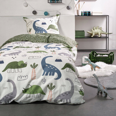 Set mbulesë jorgani Univers Decor Happy Dino, 140 x 200 cm, 100% pambuk, shumëngjyrësh