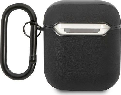 Mbulesë Mercedes AMG Leather Big Logo për AirPods, lëkurë, për gjeneratën 1 dhe 2, e zezë