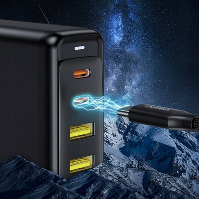 Karikues muri Choetech PD140W GaN, 2x USB C, 2x USB A, i zi