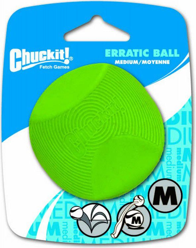 Lodër top për qen Chuckit Erratic Ball Medium, gome natyrale, 6.5 cm, jeshil