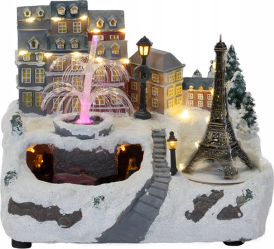 Dekor krishtlindjesh Féeric Lights and Christmas Christmas Village Roofs of Paris, 36 LED, me shatërvan që lëviz, shumëngjyrësh