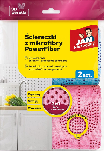 Lecka mikrofibre Jan Niezbędny PowerFiber, 2 copë, dyanshme, shumëngjyrëshe