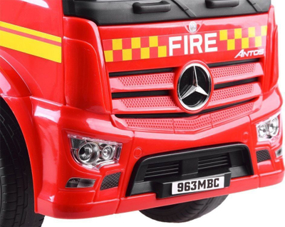 Makina lodër Mercedes ZA3689, kamion zjarrfikës, me drita dhe tinguj, e kuqe