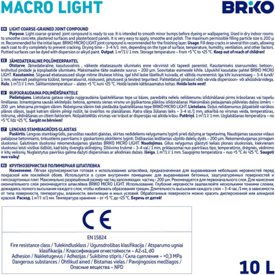 Глет Briko Macro Light, грубо зрнеста структура, 10L, бел