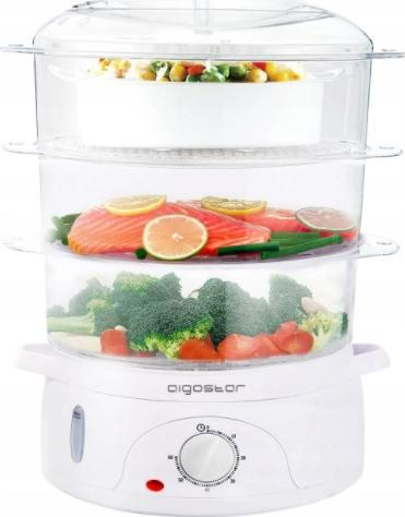 Пароброд за готвење Aigostar Fitfoodie, 800W, 3 нивоа, бел