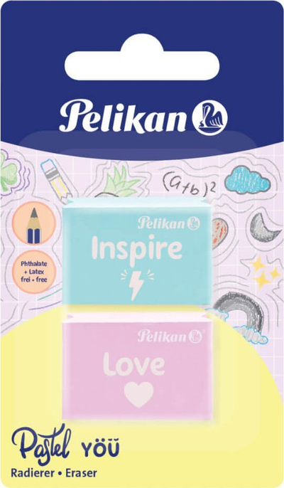 Gomë plastike Pelikan 606196, set 2 copë, ngjyra të ndryshme