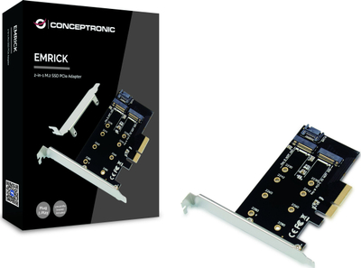 Adapter PCIe Conceptronic EMRICK 2 in 1, M.2 SSD NVMe SATA, PCIe 3.0 X4