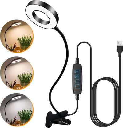 Dritë unazore LED ZD67F, mbajtëse telefoni, USB, e zezë