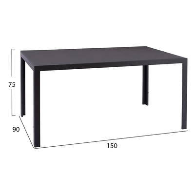 Tavolinë metalike + xham 150×90×75 cm,"HM5767.01", gri