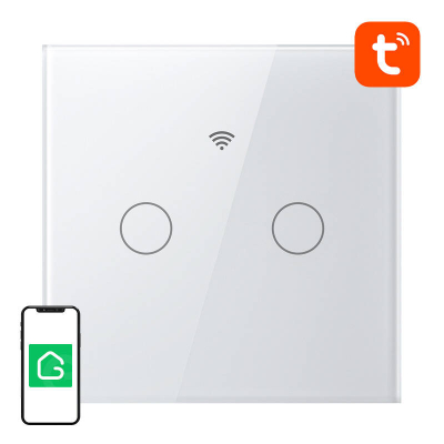 Ndërprerës inteligjent WiFi Gosund SW12, 2 kanale, me prekje, i bardhë