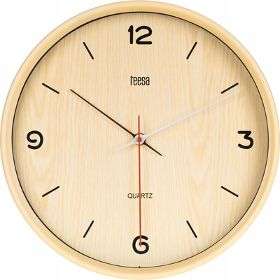 Orë murale TEESA TSA0048, 30cm, mekanizëm kuarc, e bardhë