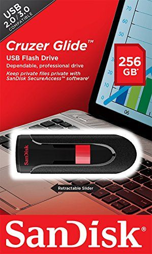 USB SanDisk Cruzer Glide, 256GB, USB 2.0, e zezë
