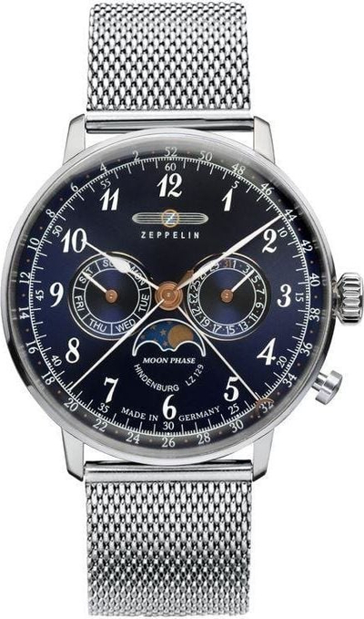 Orë dore meshkujsh Zeppelin LZ 129 Hindenburg Moonphase, mekanike, fazat e hënës, argjendi