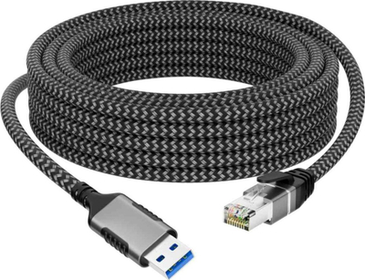 Kabllo adapter Ethernet PREMIUMCORD kunet2, USB 3.2 në RJ45 Gigabit LAN, 2 m, e zezë