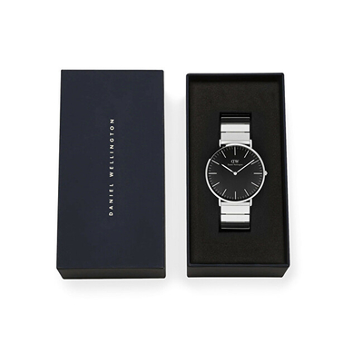 Orë dore për burra Daniel Wellington DW00100774, argjendtë/ zezë