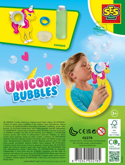 Set flluskash me sapun SES Creative 02278 Unicorn Bubbles, për kalamaj, shumëngjyrësh