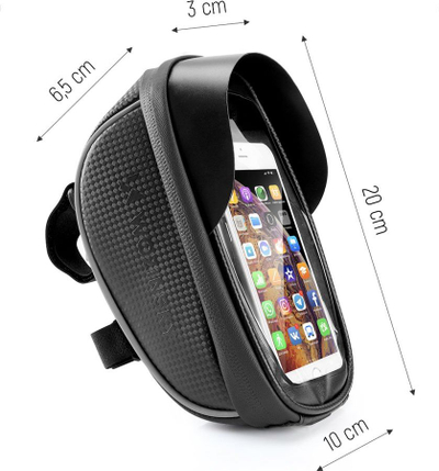 Çantë timoni biçiklete Wozinsky WBB16BK, për telefon, 1L, e zezë