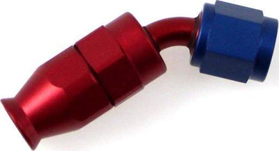 Fiting tubi TurboWorks AN8 PTFE, 45°, alumin, kuq e blu