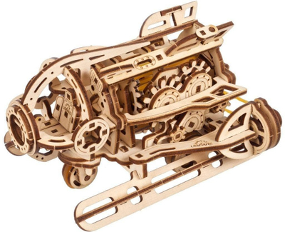 Puzzle druri 3D Ugears Steampunk Submarine UTG0145, model mekanik, ngjyrë druri natyrale