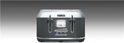 Toster Muse MS-131 DG, 4 feta, stil retro, gri
