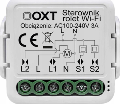 Kontrollus roletash Tuya OXT T227, WiFi, 230V, i bardhë