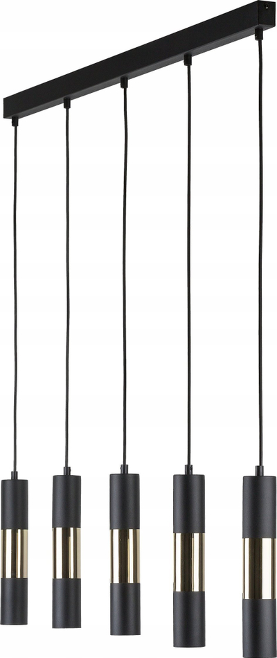 Llambadar varëse TK Lighting Vivien 4758, 5 vende, GU10, i zi me të artë