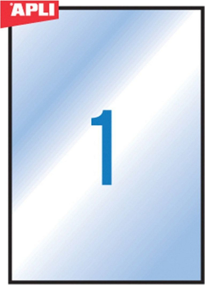 Etiketa për printer Apli, 210 x 287 mm, 10 fleta, transparente